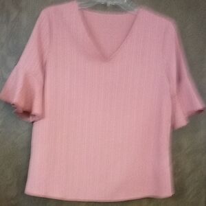 SHEIN Soft Pink V-Neck Sweater